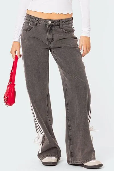 Side Striped Wide Leg Jeans sold by Charming Charlie product image thumbnail 3