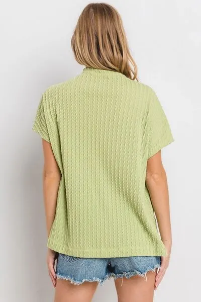 Ces Femme Texture Mock Neck Short Sleeve Knit Top sold by Charming Charlie product image thumbnail 2