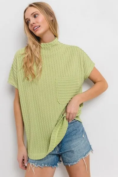 Ces Femme Texture Mock Neck Short Sleeve Knit Top sold by Charming Charlie product image thumbnail 5