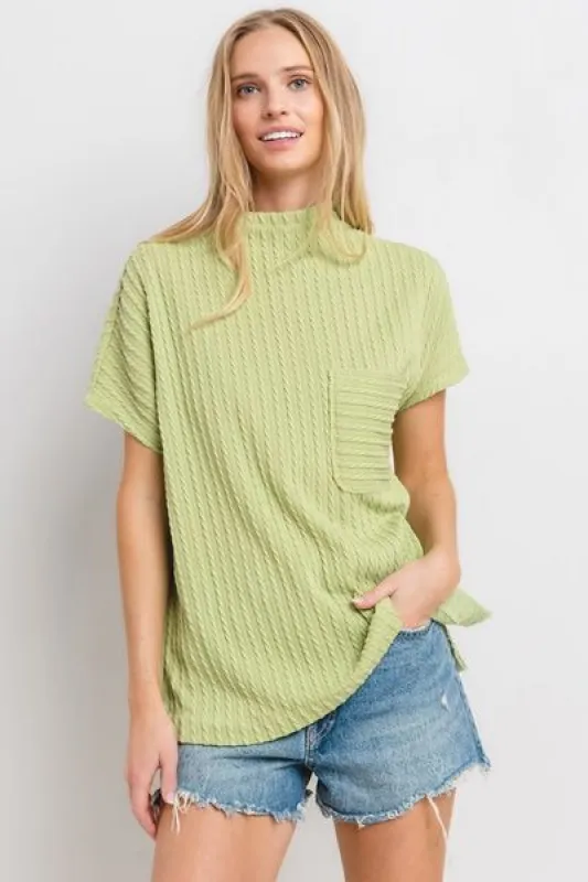 Ces Femme Texture Mock Neck Short Sleeve Knit Top sold by Charming Charlie