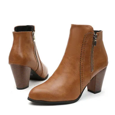 PU Leather Block Heel Boots sold by Charming Charlie