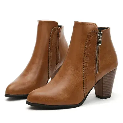 PU Leather Block Heel Boots sold by Charming Charlie product image thumbnail 2