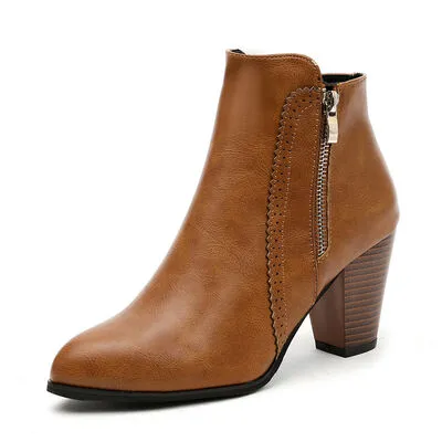 PU Leather Block Heel Boots sold by Charming Charlie product image thumbnail 4