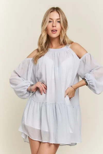 ADORA Cold Shoulder Balloon Sleeve Mini Dress sold by Charming Charlie product image thumbnail 3