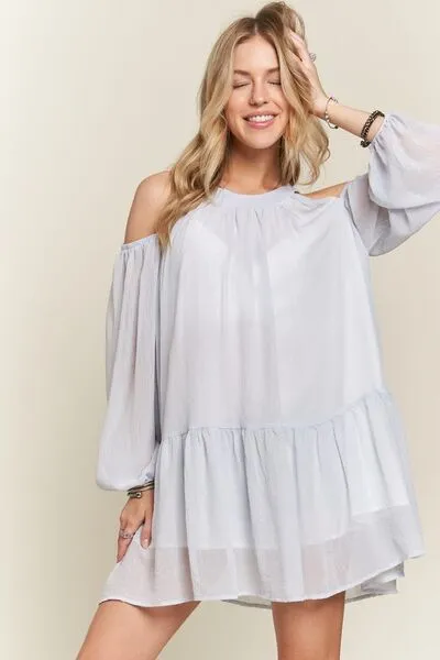 ADORA Cold Shoulder Balloon Sleeve Mini Dress sold by Charming Charlie product image thumbnail 2