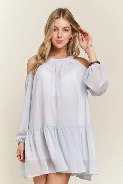 ADORA Cold Shoulder Balloon Sleeve Mini Dress sold by Charming Charlie product image thumbnail 5