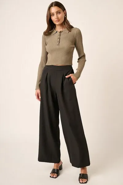 Mittoshop Inverted Pleat Detail Wide Leg Pants sold by Charming Charlie