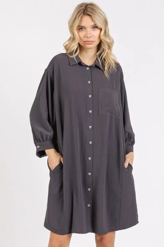Mittoshop Airflow 3/4 Sleeve Buttoned Shirt Mini Dress sold by Charming Charlie