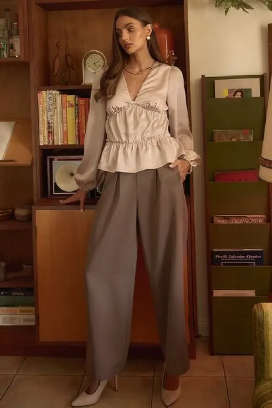 Mittoshop Inverted Pleat Detail Wide Leg Pants sold by Charming Charlie