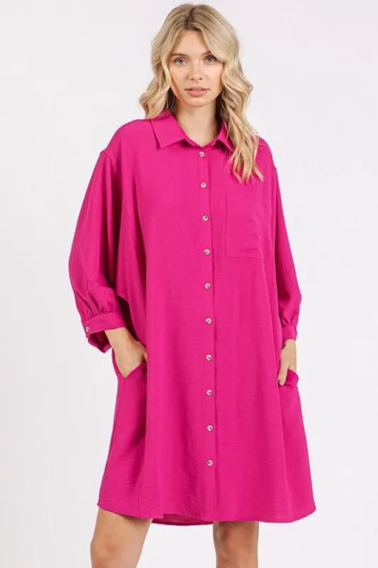 Mittoshop Airflow 3/4 Sleeve Buttoned Shirt Mini Dress sold by Charming Charlie