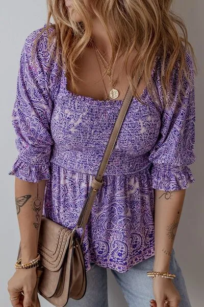 Printed Square Neck Half Sleeve Blouse sold by Charming Charlie product image thumbnail 3