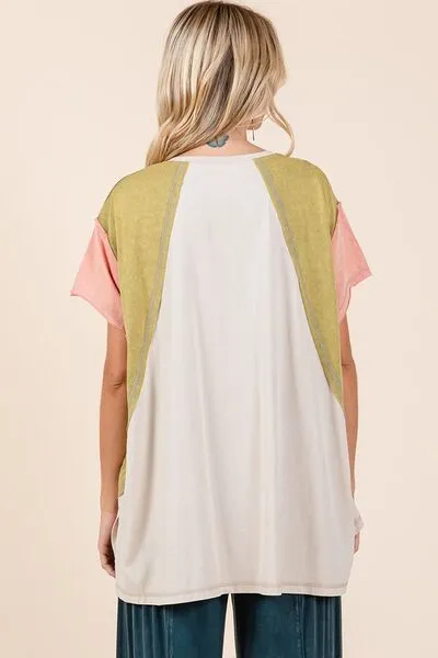 Mittoshop Color Block V-Neck Short Sleeve T-Shirt sold by Charming Charlie product image thumbnail 2