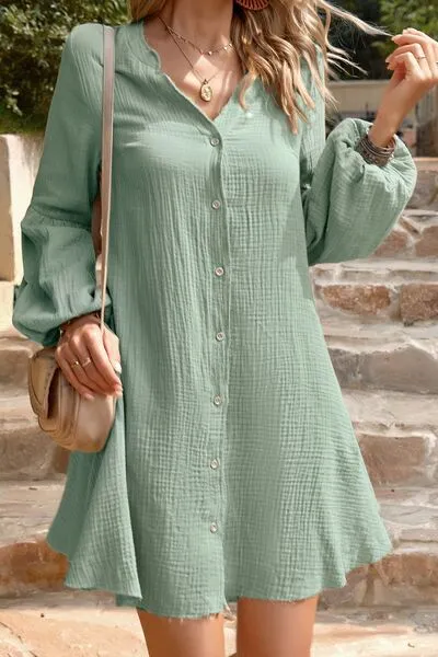 Devine Notched Balloon Sleeve Mini Dress sold by Charming Charlie product image thumbnail 3