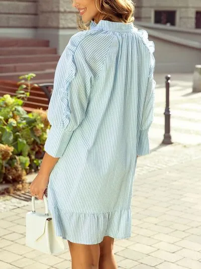 Ruffled Striped Notched Mini Dress sold by Charming Charlie product image thumbnail 2