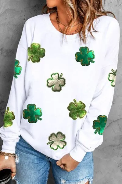 Lucky Clover Round Neck Long Sleeve Sweatshirt sold by Charming Charlie product image thumbnail 3