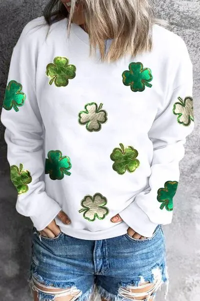 Lucky Clover Round Neck Long Sleeve Sweatshirt sold by Charming Charlie product image thumbnail 2