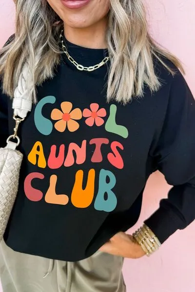 Letter Graphic Round Neck Long Sleeve Sweatshirt sold by Charming Charlie