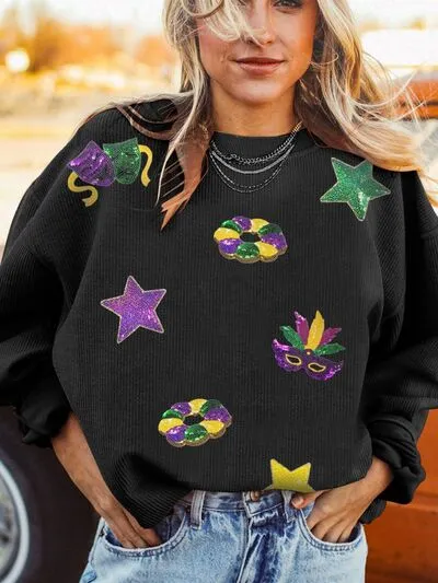 Sequin Round Neck Long Sleeve Sweatshirt sold by Charming Charlie