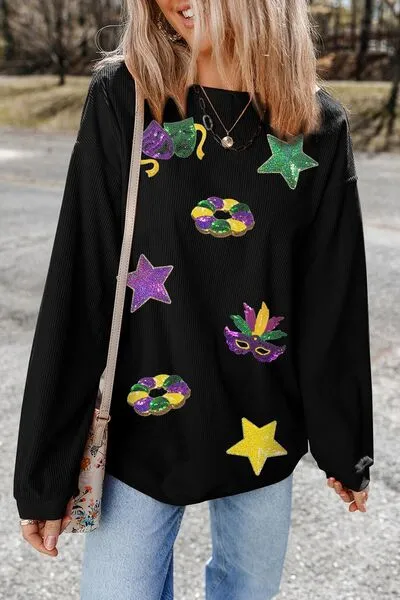 Sequin Round Neck Long Sleeve Sweatshirt sold by Charming Charlie product image thumbnail 3