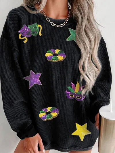 Sequin Round Neck Long Sleeve Sweatshirt sold by Charming Charlie product image thumbnail 2