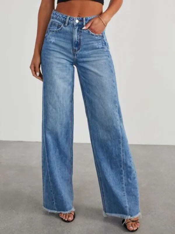 Raw Hem Wide Leg Jeans sold by Charming Charlie