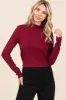 Mittoshop Mock Neck Rib Knit Long Sleeve Crop Top sold by Charming Charlie