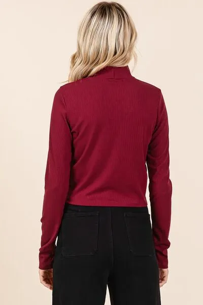 Mittoshop Mock Neck Rib Knit Long Sleeve Crop Top sold by Charming Charlie product image thumbnail 2