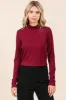 Mittoshop Mock Neck Rib Knit Long Sleeve Crop Top sold by Charming Charlie