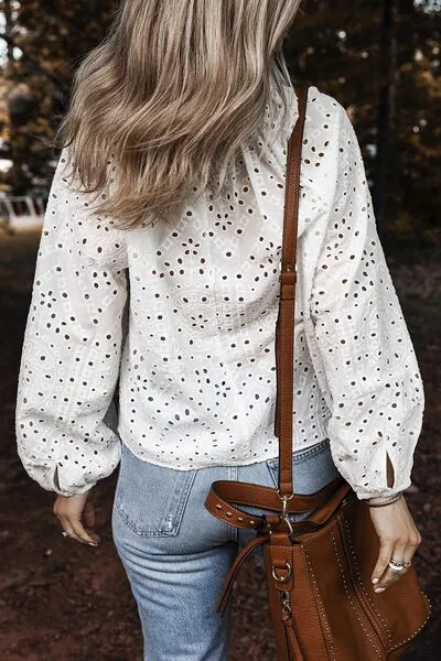 Eyelet V-Neck Long Sleeve Blouse sold by Charming Charlie product image thumbnail 5