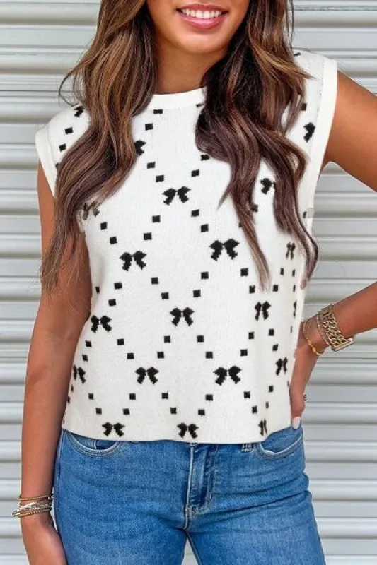 Bow Round Neck Sweater Vest sold by Charming Charlie