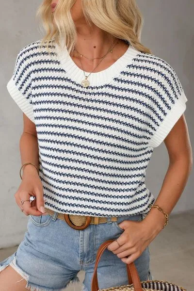 Striped Round Neck Sweater Vest sold by Charming Charlie product image thumbnail 5