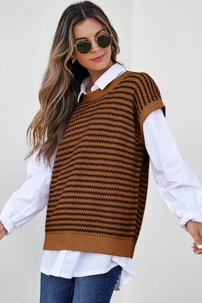 Striped Round Neck Sweater Vest sold by Charming Charlie product image thumbnail 4