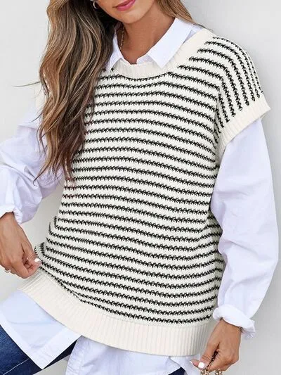 Round Neck Striped Sweater Vest sold by Charming Charlie product image thumbnail 5