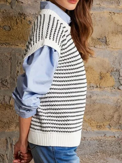 Round Neck Striped Sweater Vest sold by Charming Charlie product image thumbnail 4