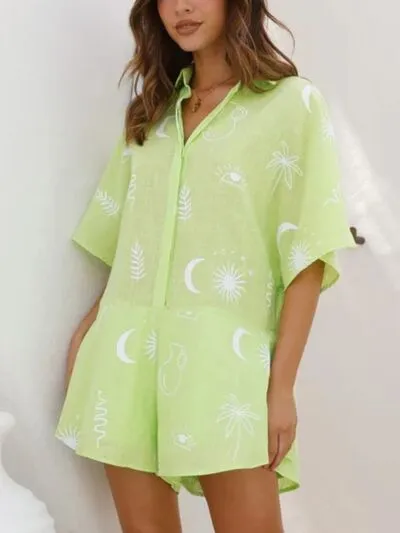 Printed Collared Neck Half Sleeve Romper sold by Charming Charlie product image thumbnail 4