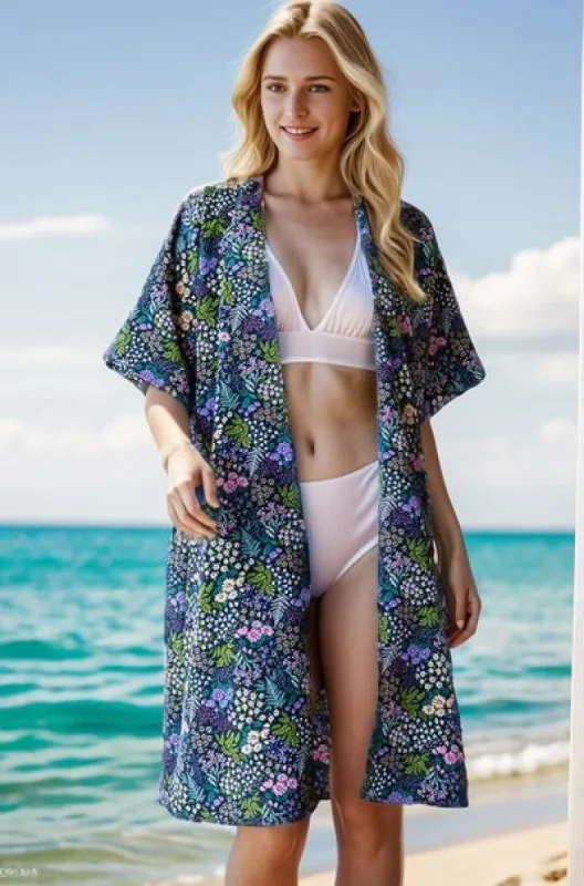 Heimish Full Size Half Sleeve Floral Open Cardigan Plus Size sold by Charming Charlie