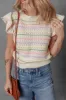 Striped Eyelet Ruffled Sleeve Sweater Sweater Vest sold by Charming Charlie