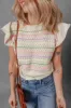Striped Eyelet Ruffled Sleeve Sweater Sweater Vest sold by Charming Charlie