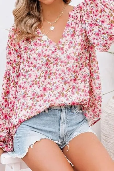 Printed Notched Long Sleeve Blouse sold by Charming Charlie product image thumbnail 2