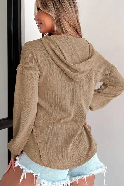 Button Detail Long Sleeve Hoodie sold by Charming Charlie product image thumbnail 2