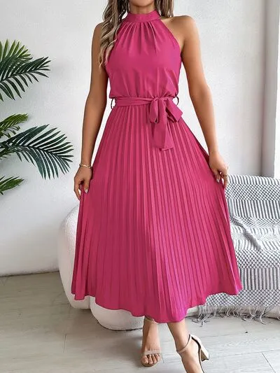 Pleated Tie Waist Sleeveless Midi Dress sold by Charming Charlie product image thumbnail 3
