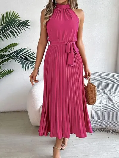Pleated Tie Waist Sleeveless Midi Dress sold by Charming Charlie product image thumbnail 2