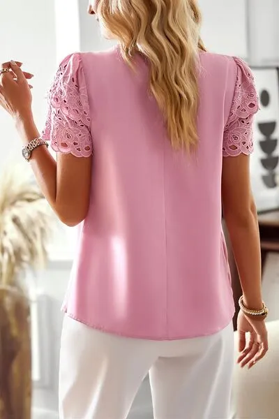 Devine Cutout Round Neck Short Sleeve Blouse sold by Charming Charlie product image thumbnail 5