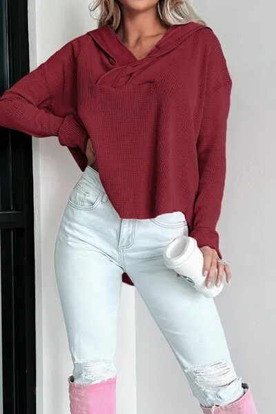 Waffle Knit Long Sleeve Hoodie sold by Charming Charlie product image thumbnail 2