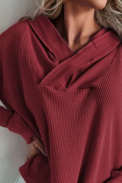 Waffle Knit Long Sleeve Hoodie sold by Charming Charlie product image thumbnail 3