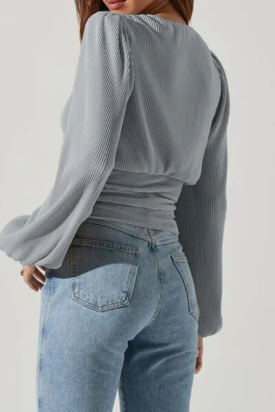 Drawstring V-Neck Long Sleeve Blouse sold by Charming Charlie product image thumbnail 2