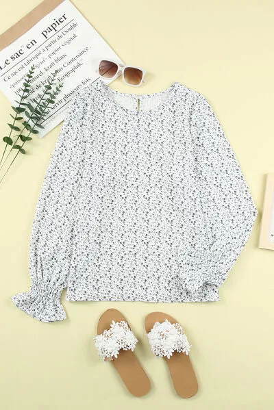 Printed Round Neck Flounce Sleeve Blouse sold by Charming Charlie product image thumbnail 5