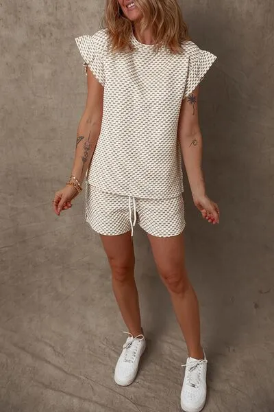 Ruffled Round Neck Checkered Top and Shorts Set sold by Charming Charlie product image thumbnail 3