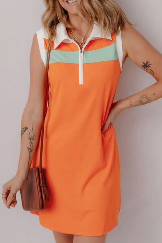 Quarter Zip Collared Neck Sleeveless Mini Dress sold by Charming Charlie