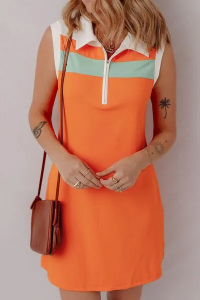 Quarter Zip Collared Neck Sleeveless Mini Dress sold by Charming Charlie product image thumbnail 2